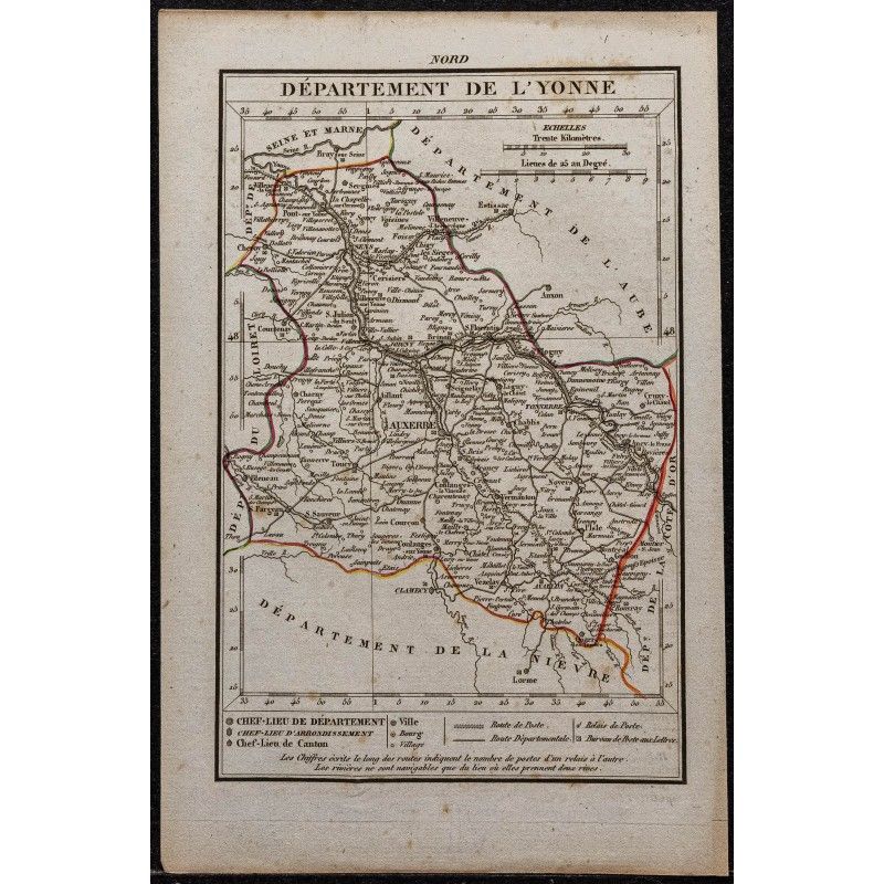 Gravure de 1823 - Département de l'Yonne - 1