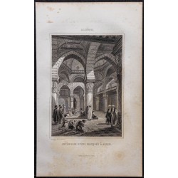 Gravure de 1844 - Intérieur d'une mosquée à Alger - 1