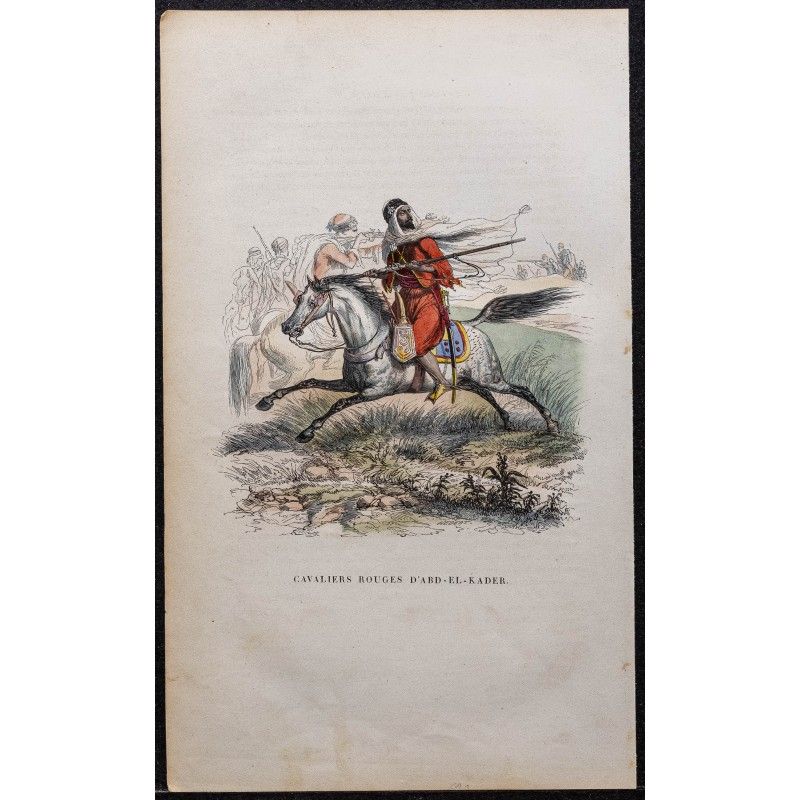 Gravure de 1844 - Cavaliers rouge d'Abd-El-Kader - 1