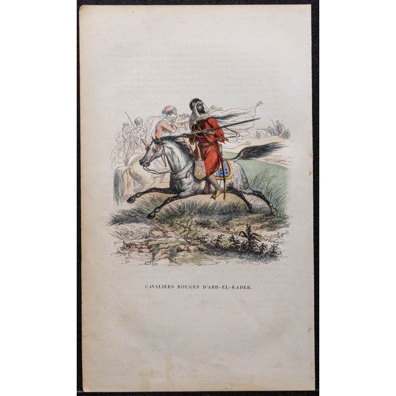 Gravure de 1844 - Cavaliers rouge d'Abd-El-Kader - 1