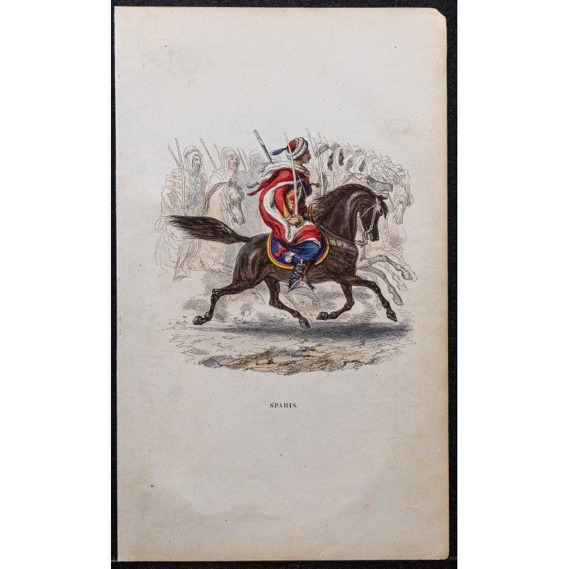Gravure de 1844 - Spahis (Cavalerie) - 1