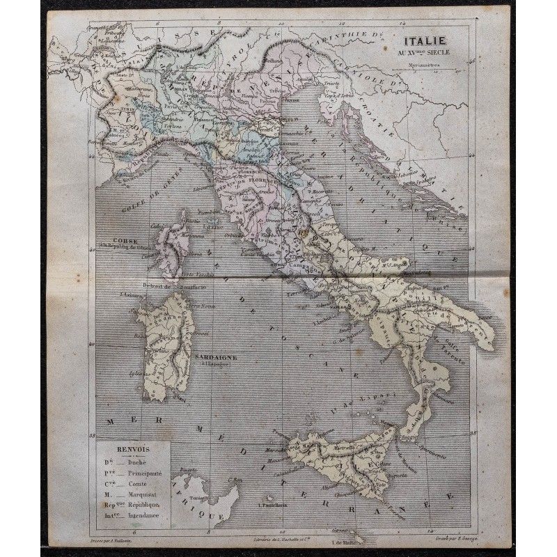 Gravure de 1869 - Italie au XVème siècle - 1