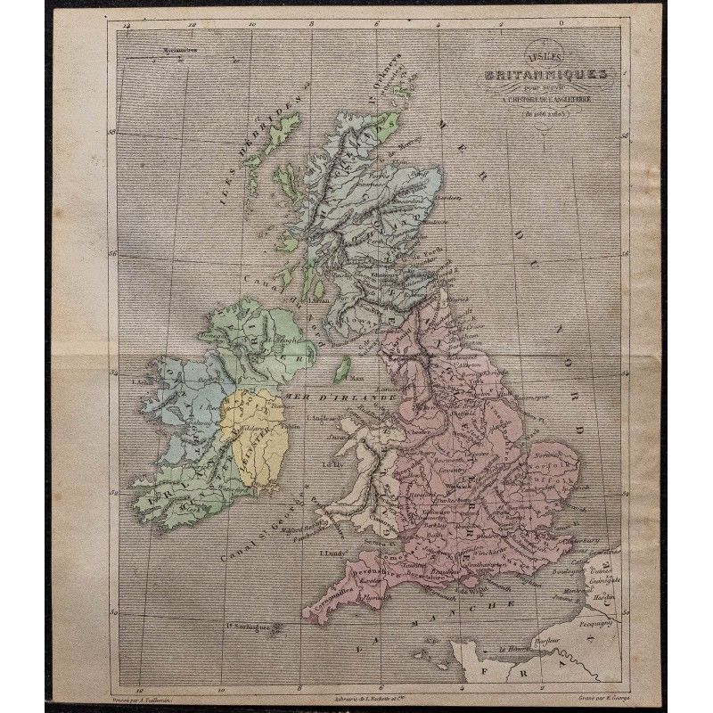 Gravure de 1869 - Îles britanniques - 1