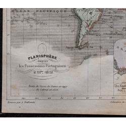 Gravure de 1869 - Carte du monde des colonies portugaises - 4