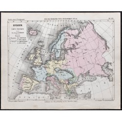 Gravure de 1866 - Carte politique de l'Europe - 1