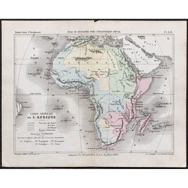 Gravure de 1866 -  Carte générale de l'Afrique - 1