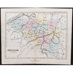 Gravure de 1866 - Carte de la Belgique - 1