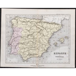 Gravure de 1866 - Espagne et Portugal - 1