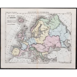 Gravure de 1866 - Carte Topographique de l'Europe - 1
