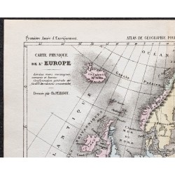 Gravure de 1866 - Carte Topographique de l'Europe - 2