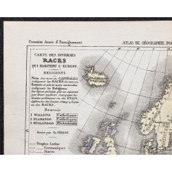 Gravure de 1866 - Carte des races de l'Europe - 2