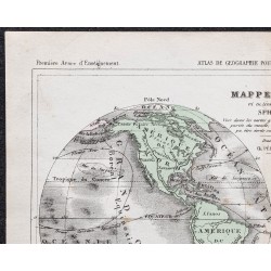 Gravure de 1866 - Mappemonde et notions sur la sphère - 2