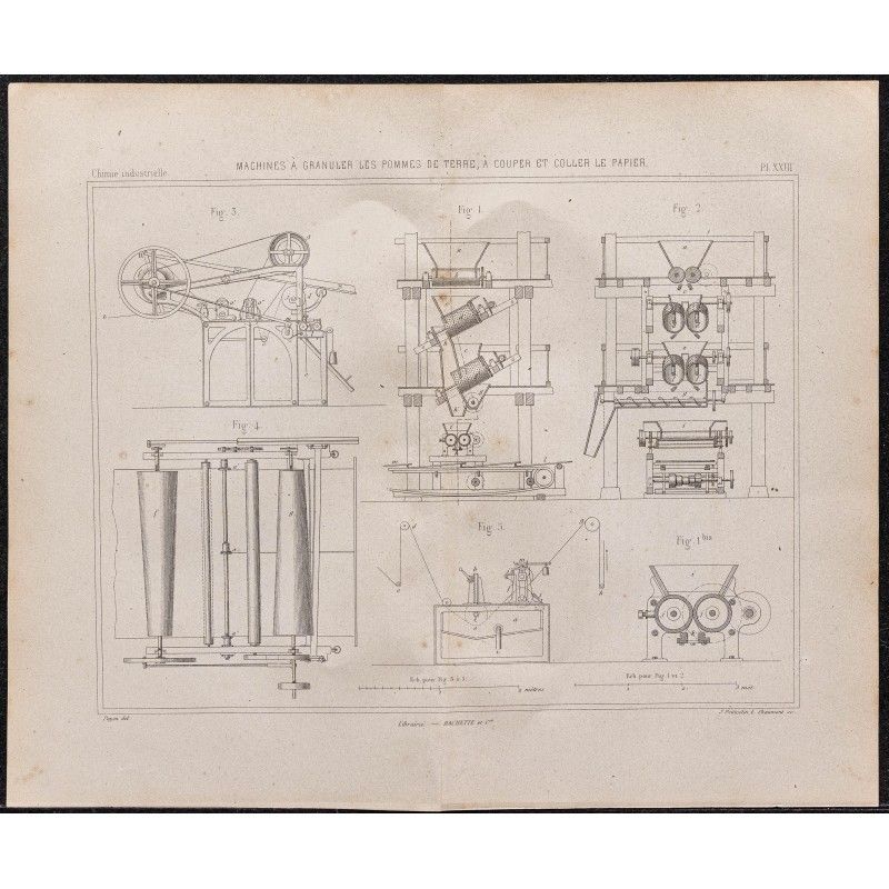 Gravure de 1878 - Machines à granuler les pommes de terre - 1