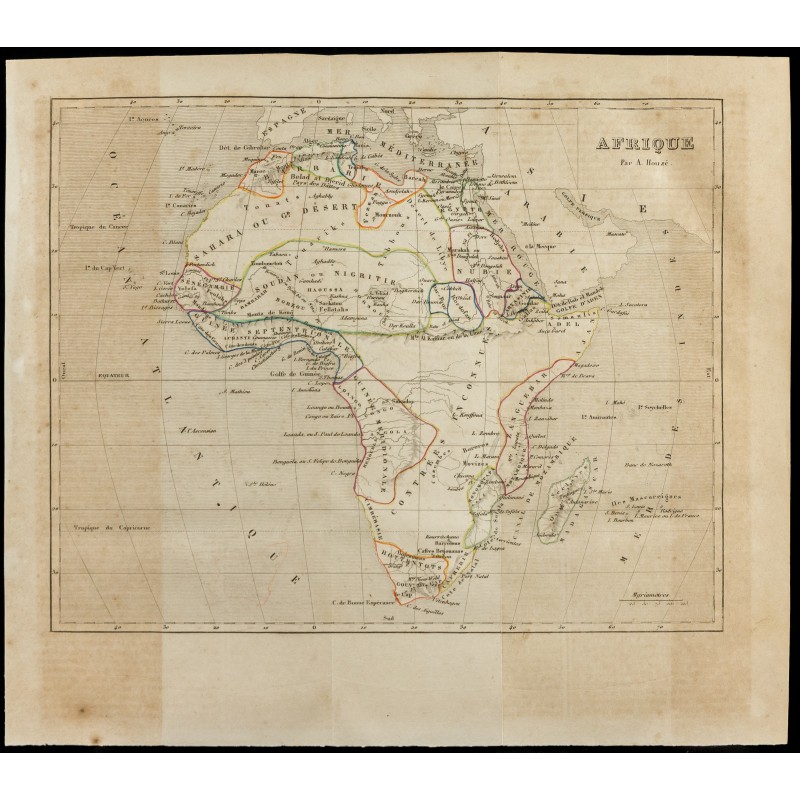Gravure de 1843 - Carte de l'Afrique - 1