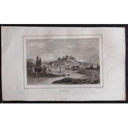 Gravure de 1839 - Ville et château de Chinon - 1