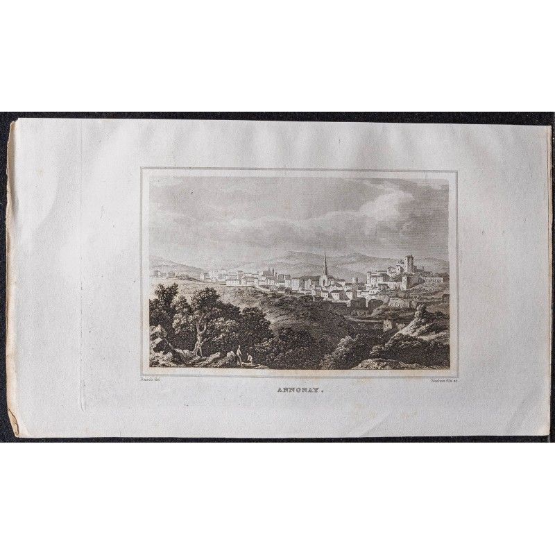 Gravure de 1839 - Annonay en Ardèche - 1