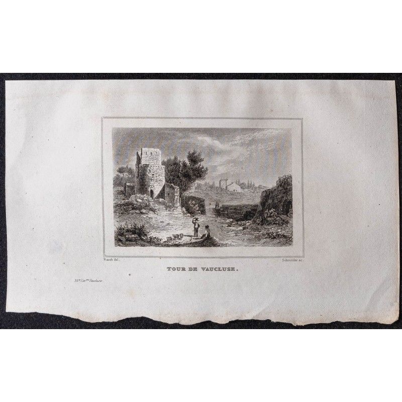 Gravure de 1839 - Tour de Vaucluse - 1