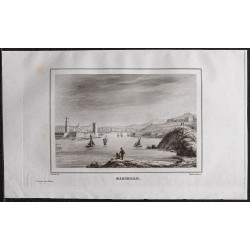 Gravure de 1839 - Vieux port de Marseille - 1