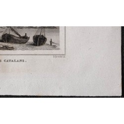 Gravure de 1839 - Port des catalans de Marseille - 5