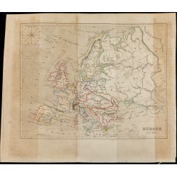 Gravure de 1843 - Carte de l'Europe - 1