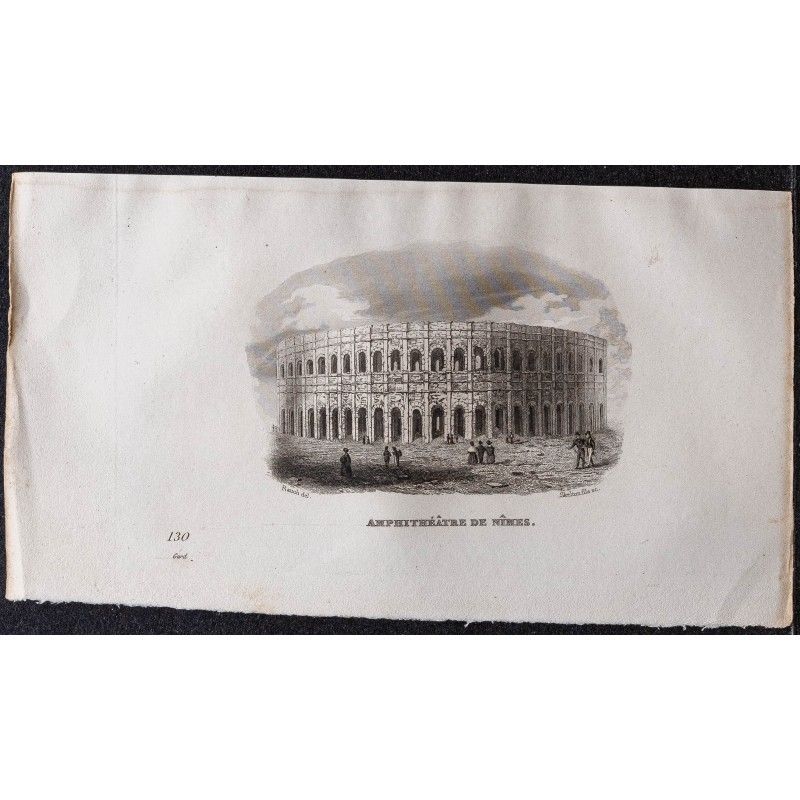 Gravure de 1839 - Arènes de Nîmes (Amphithéâtre) - 1