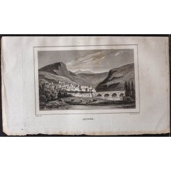 Gravure de 1839 - Anduze dans le Gard - 1
