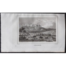 Gravure de 1839 - Ville fortifiée de Carcassonne - 1