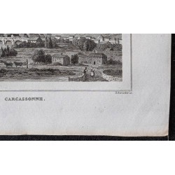 Gravure de 1839 - Ville fortifiée de Carcassonne - 5