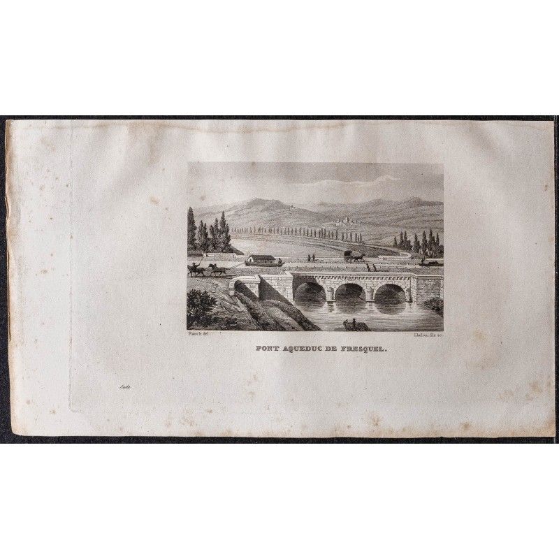 Gravure de 1839 - Pont-canal du Fresquel - 1