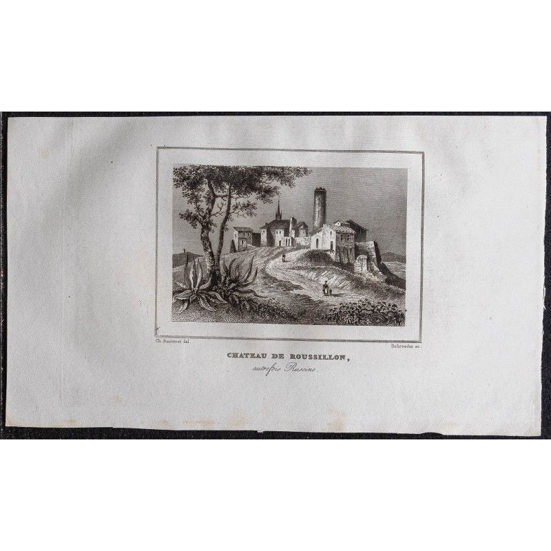 Gravure de 1839 - Château de Roussillon (Ruscino) - 1