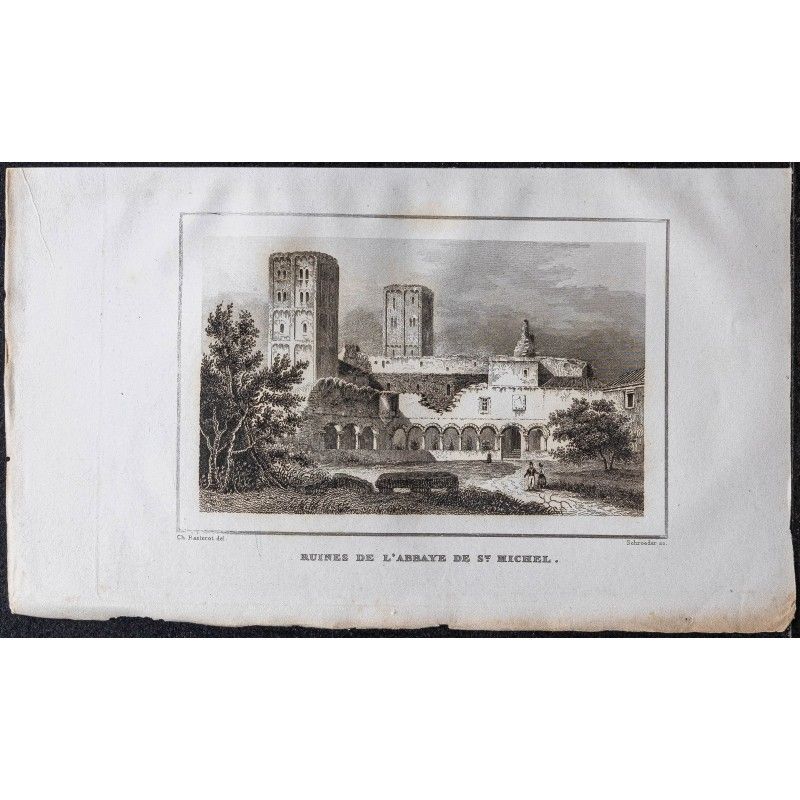 Gravure de 1839 - Abbaye de Saint-Michel de Cuxa - 1