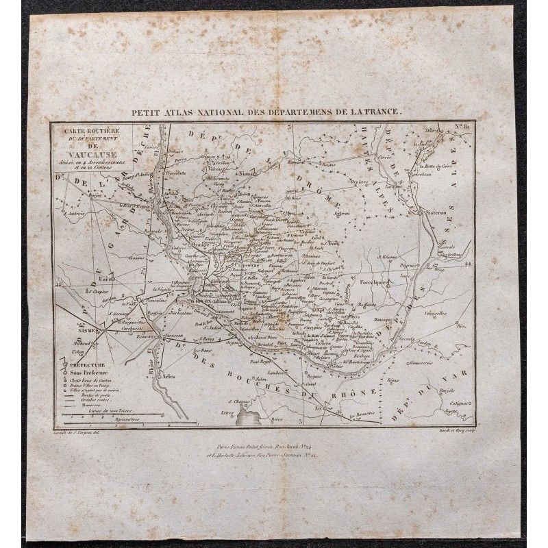 Gravure de 1839 - Carte du Vaucluse - 1