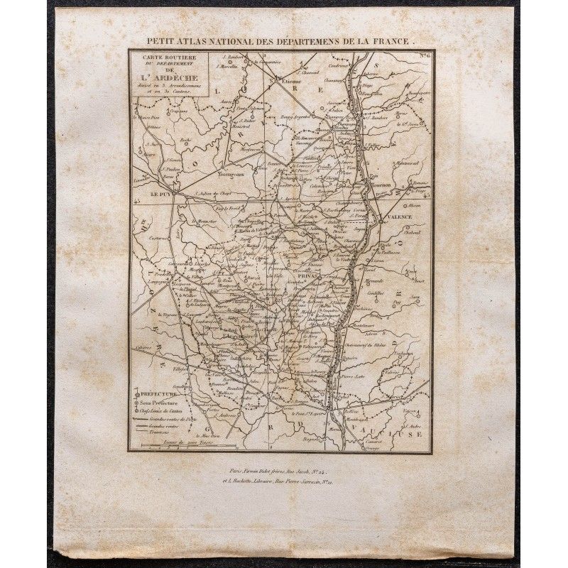Gravure de 1839 - Carte de l'Ardèche - 1