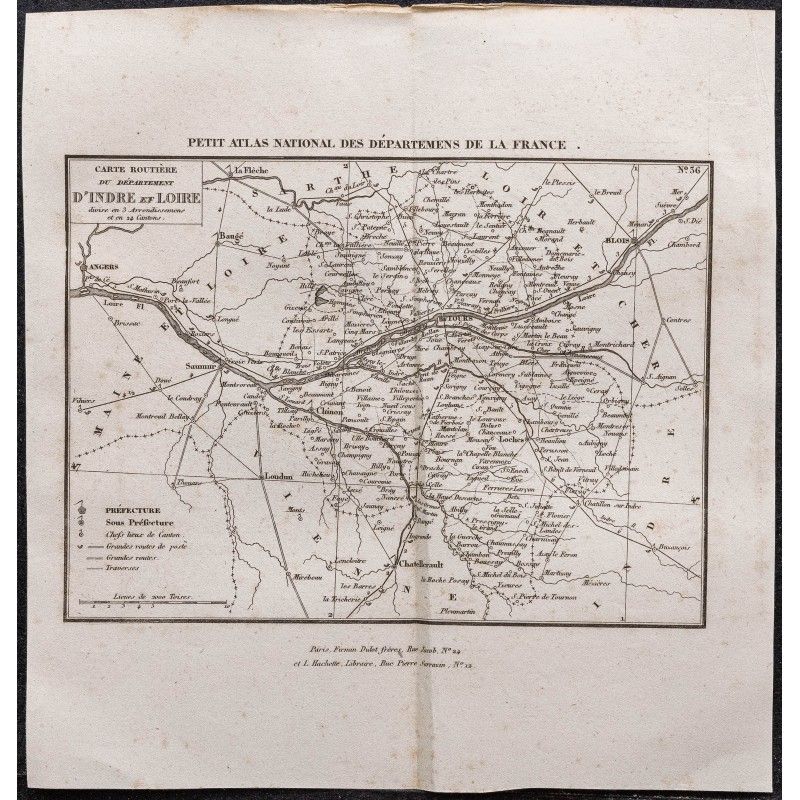 Gravure de 1839 - Carte d'Indre et Loire - 1