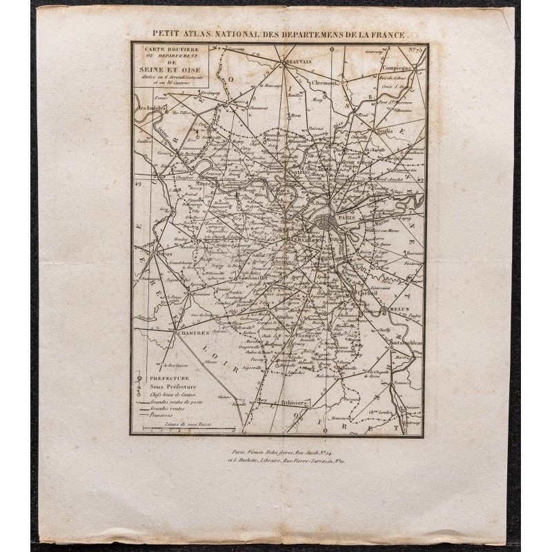 Gravure de 1839 - Carte de Seine et Oise - 1