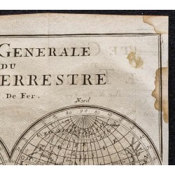 Gravure de 1749 - Carte générale du globe terrestre - 3