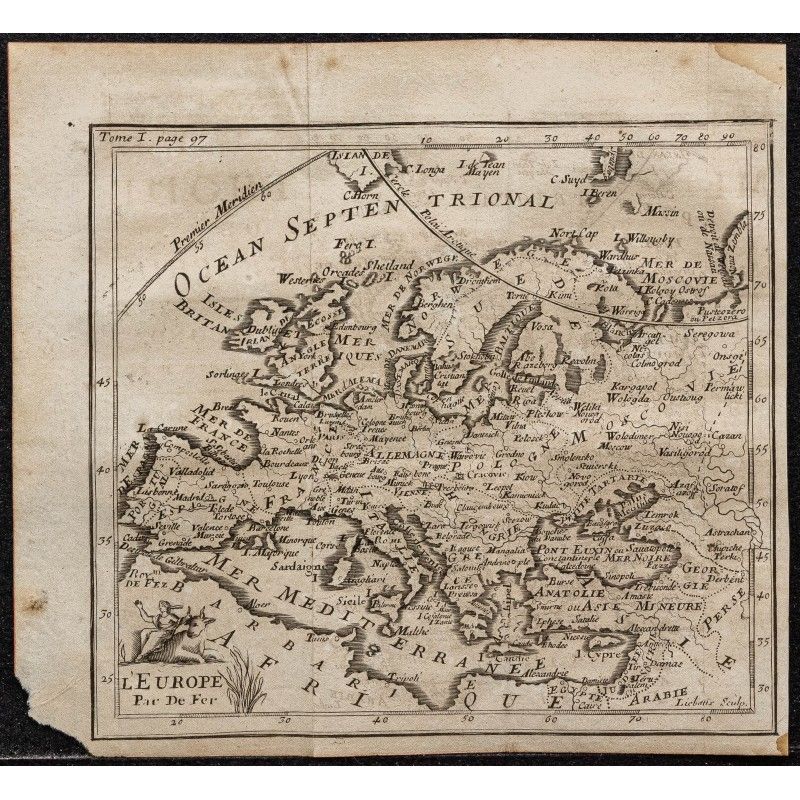 Gravure de 1749 - Carte de l'Europe - 1