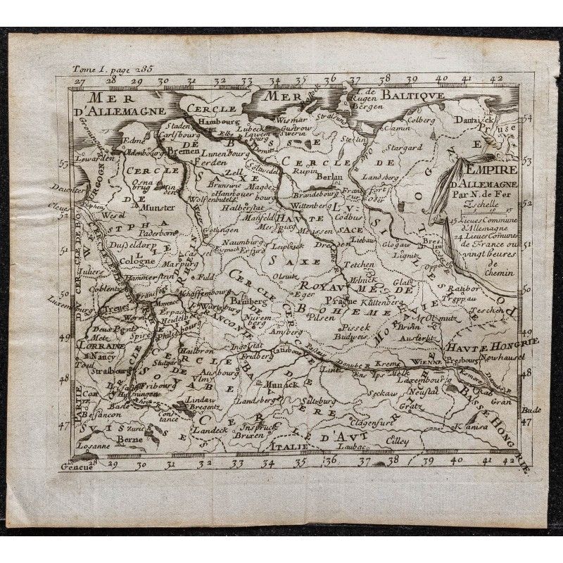 Gravure de 1749 - Carte de l'Empire d'Allemagne - 1