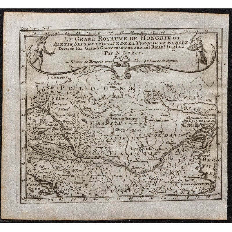 Gravure de 1749 - Carte de la Hongrie - 1