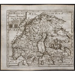 Gravure de 1749 - Carte de Suède et de Norvège - 1