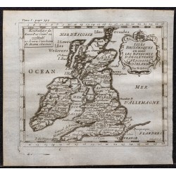 Gravure de 1749 - Carte des Îles britanniques - 1