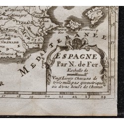 Gravure de 1749 - Carte de l'Espagne - 5