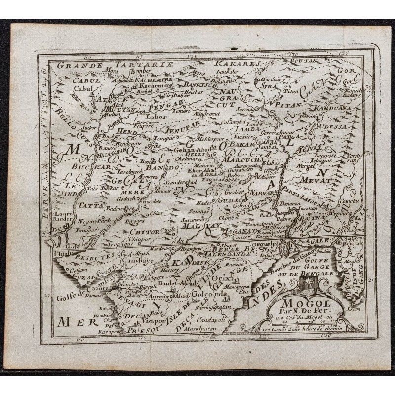 Gravure de 1749 - Carte de l'Empire moghol - 1