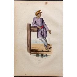 Gravure de 1843 - Homme malais - 1