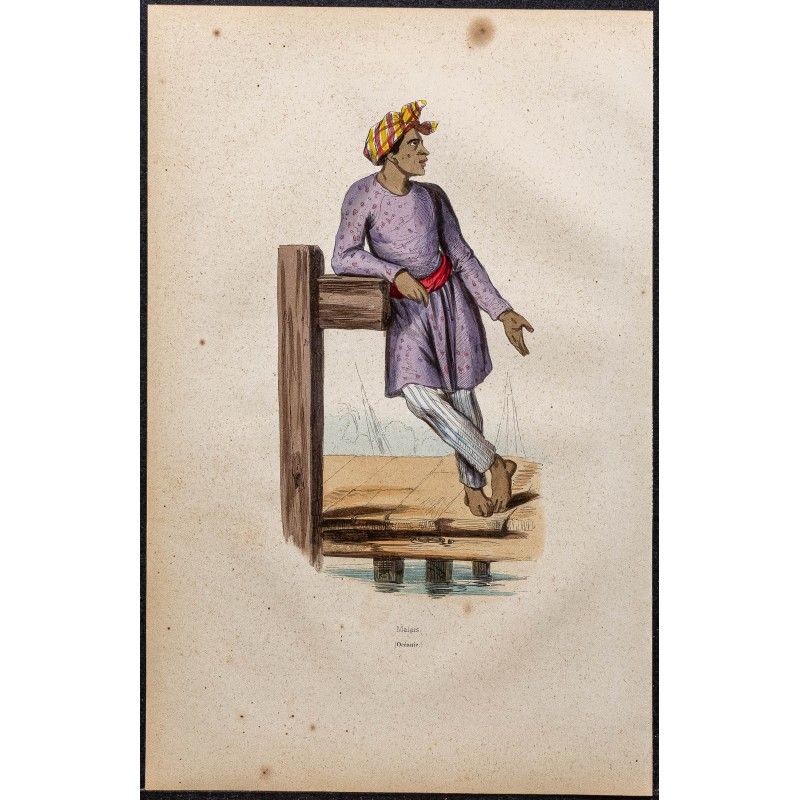 Gravure de 1843 - Homme malais - 1