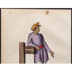 Gravure de 1843 - Homme malais - 2