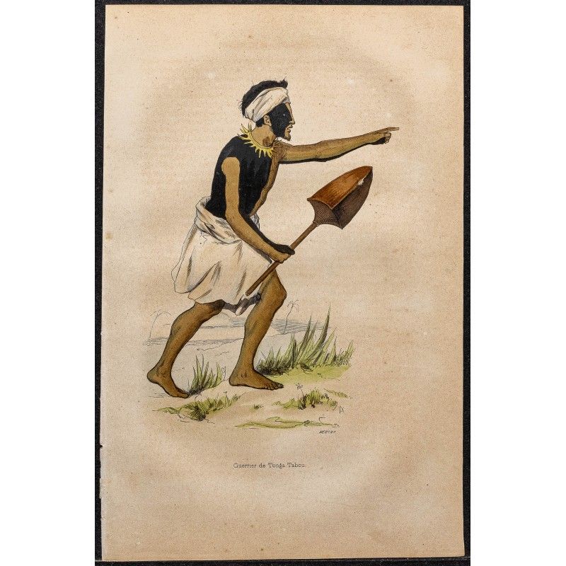 Gravure de 1843 - Guerrier de Tongatapu - 1