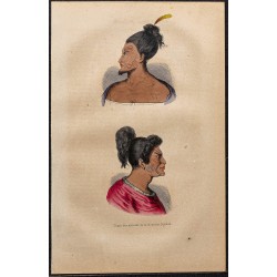 Gravure de 1843 - Maoris de Nouvelle Zélande - 1