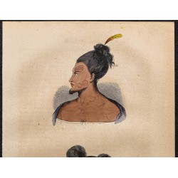 Gravure de 1843 - Maoris de Nouvelle Zélande - 2