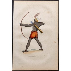 Gravure de 1843 - Guerrier d'Erromango (Vanuatu) - 1